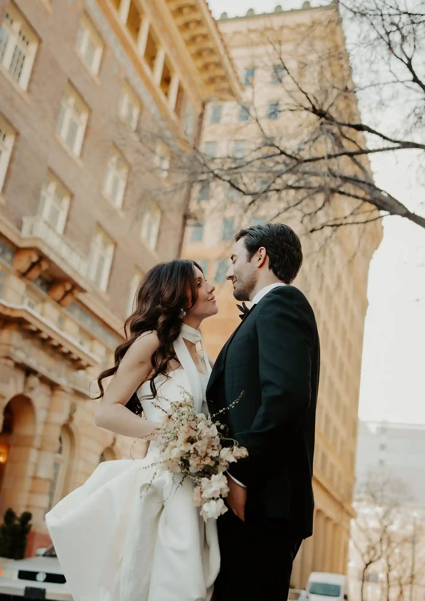 Model posing in the ballroom